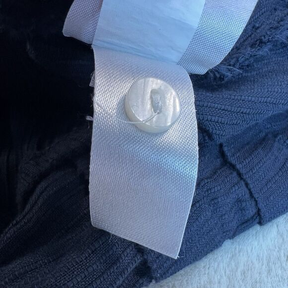 Quince Organic Cotton Textured Peasant Blouse Shirt Navy Blue Women’s S - Picture 13 of 13